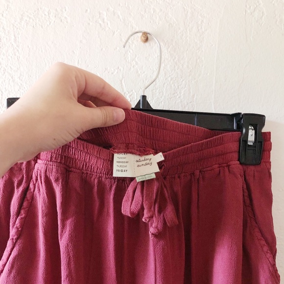 Silk Cranberry Drawstring Skirt - Picture 3 of 4